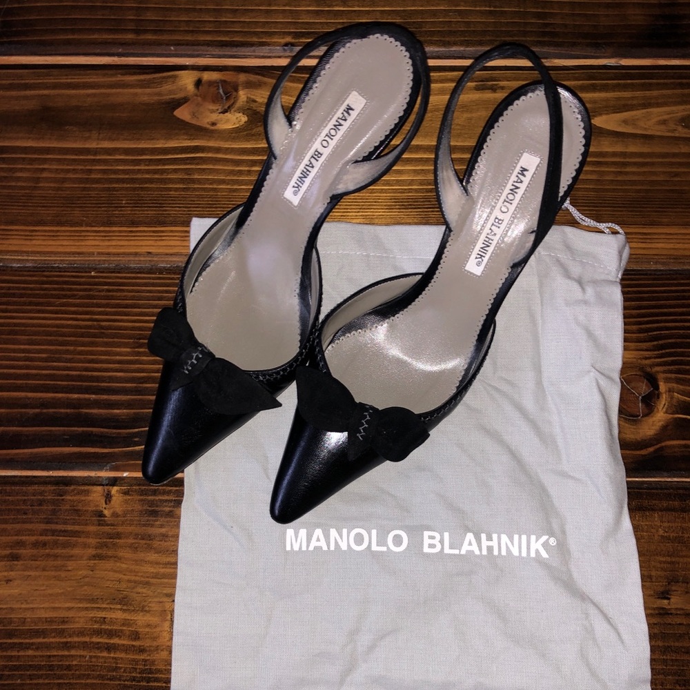 RARE NWOT Manolo Blahnik Slingback Pumps dust bag